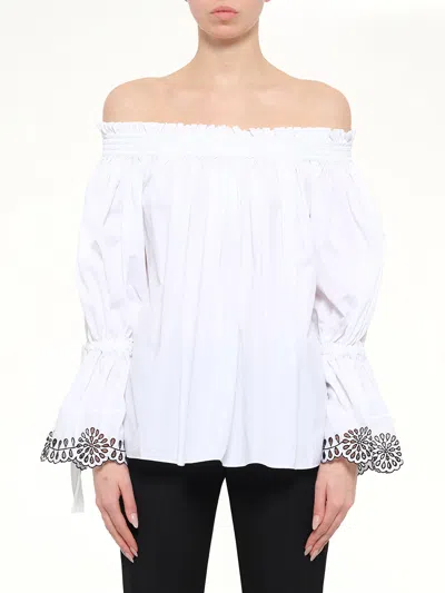 Alexander Mcqueen Popeline Shirt Top In White