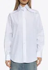 Alexander Mcqueen Long Sleeved Buttoned Poplin Shirt In White