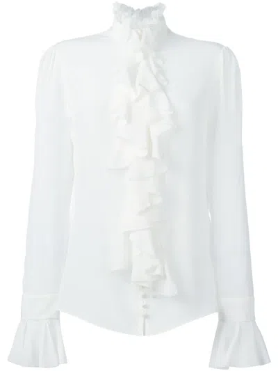 Alexander Mcqueen Poplin Ruffle Shirt In White
