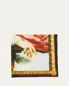 Alexander Mcqueen Portrait Logo-print Silk Scarf In Red Black