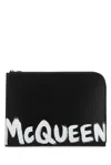 Alexander Mcqueen Leather Logo-print Document Holder In Black