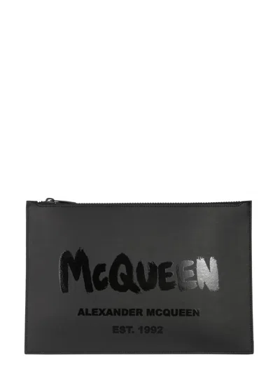 Alexander Mcqueen Pouch With Logo In Black