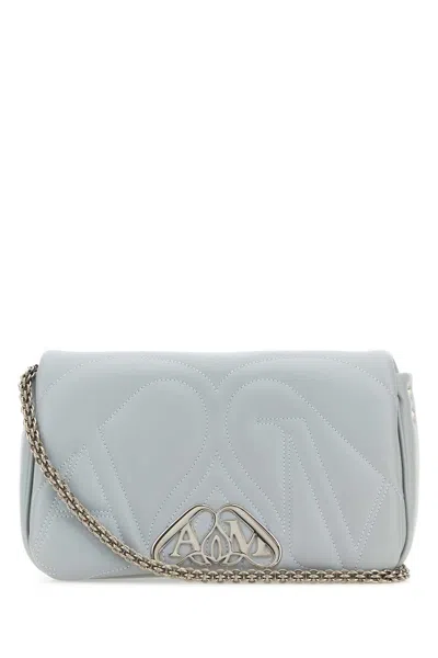 Alexander Mcqueen Powder Blue Leather Small Seal Shoulder Bag In Pink