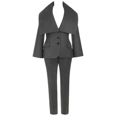 Pre-owned Alexander Mcqueen Pre-fall 2009 2 Piece Gray Wool Cashmere Blazer Pant Suit Set