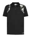 Alexander Mcqueen Flower Harness Embroidered Cotton Polo-shirt In Black