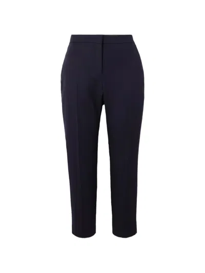 Alexander Mcqueen Cropped Grain De Poudre Wool Tapered Pants In Black