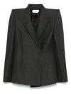 Alexander Mcqueen Structured Double Breasted Jacket With Padded Shoulders In Blue