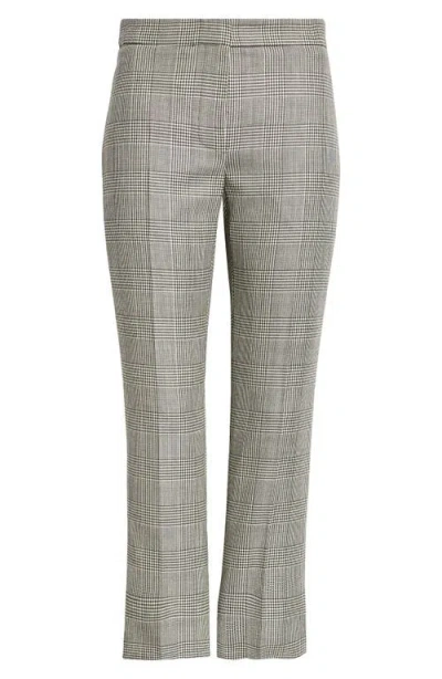 Alexander Mcqueen Prince Of Wales Plaid Ankle Wool Cigarette Pants In Black/ivory