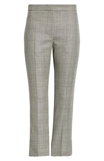 Alexander Mcqueen Prince Of Wales Plaid Ankle Wool Cigarette Pants In Black/ Ivory