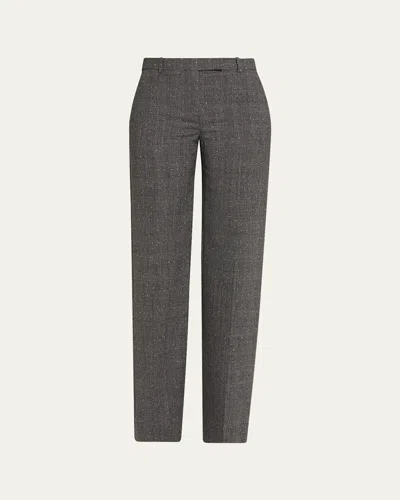 Alexander Mcqueen Prince Of Wales Wool Straight-leg Trousers In Gray