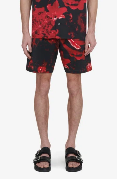 ALEXANDER MCQUEEN ALEXANDER MCQUEEN PRINT COTTON SHORTS