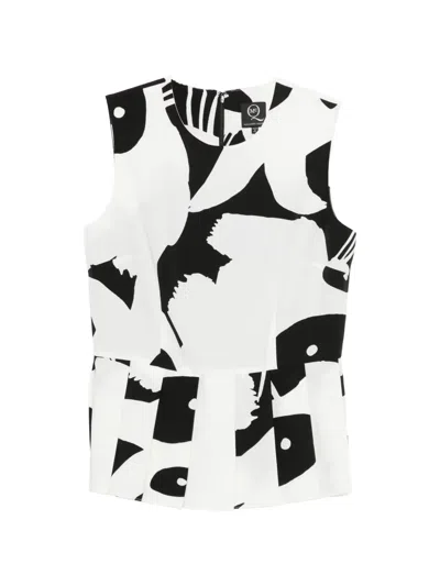 Pre-owned Alexander Mcqueen Print Pleated Blouse In White