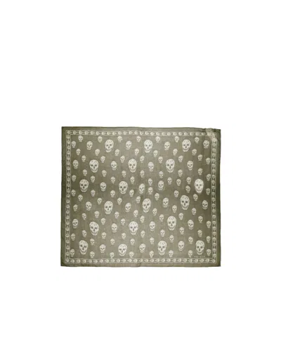 Alexander Mcqueen Print Silk Scarf In Gray