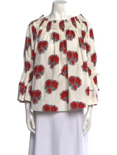 Pre-owned Alexander Mcqueen Printed Bateau Neckline Blouse In Multi