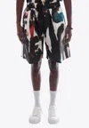 Alexander Mcqueen All-over Graffiti Acquerello Print Bermuda Shorts In Black