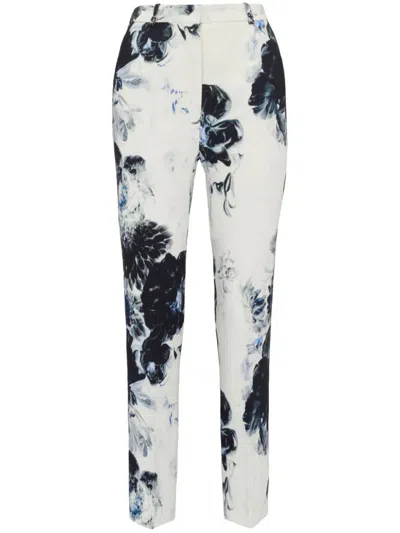 Alexander Mcqueen Printed Cady Trousers In Blue