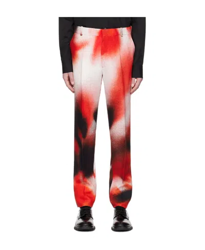 Alexander Mcqueen Printed Casual Pants In Red