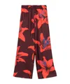 Alexander Mcqueen Wide-leg Silk Twill Trousers With Flame Lily Print In Red