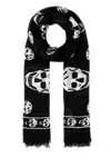 Alexander Mcqueen Fringed Skull Print Rectangular Scarf In Black