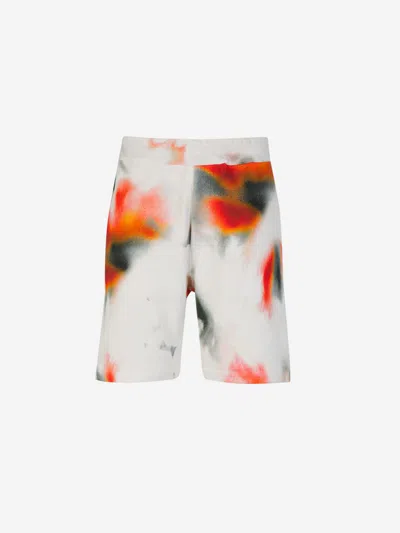 Alexander Mcqueen Printed Cotton Bermuda Shorts In Multicolor