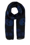 Alexander Mcqueen Skull Print Frayed Scarf