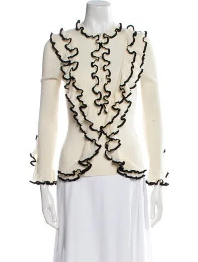 Pre-owned Alexander Mcqueen Printed Crew Neck Sweater In White