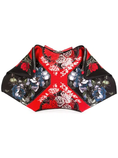 Alexander Mcqueen Printed De Manta Clutch In Red