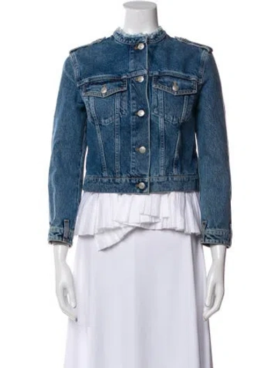 Pre-owned Alexander Mcqueen Printed Denim Jacket In Blue