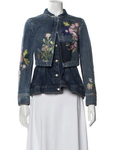 Pre-owned Alexander Mcqueen Printed Denim Jacket In Blue