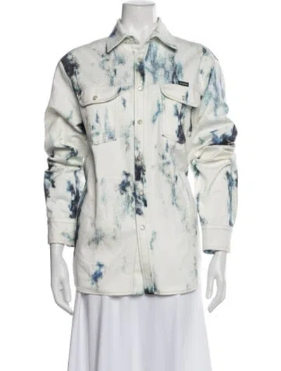 Pre-owned Alexander Mcqueen Printed Denim Jacket In White
