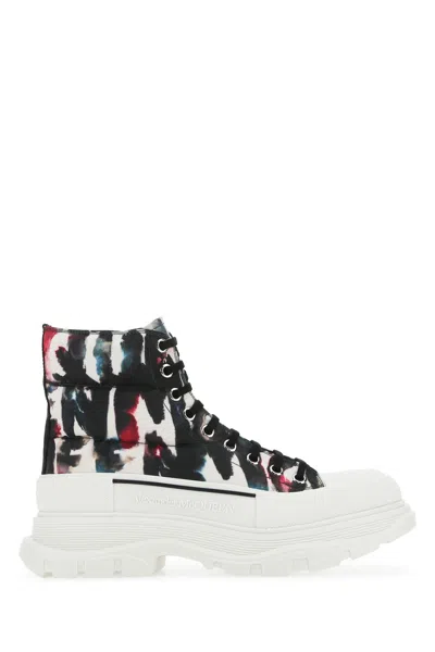 Alexander Mcqueen Printed Fabric Tread Slick Sneakers