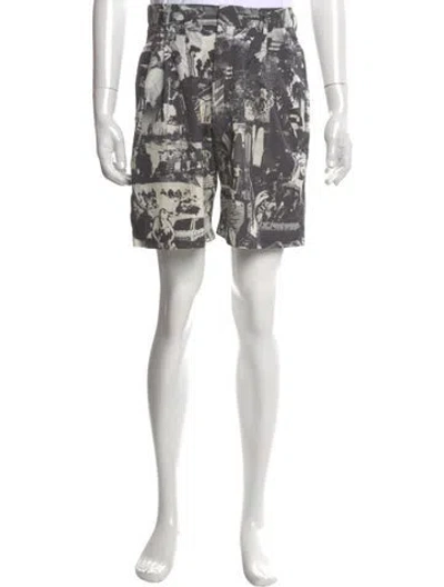 Pre-owned Alexander Mcqueen Printed Flat Front Shorts In Black