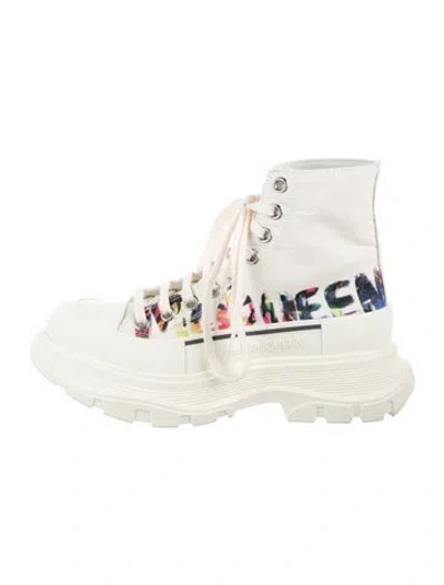 Pre-owned Alexander Mcqueen Printed Hiking Boots In Neutral
