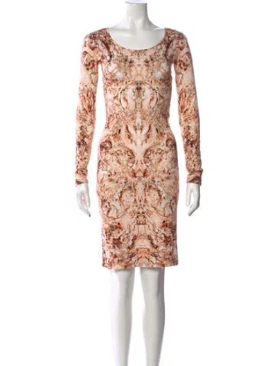 Pre-owned Alexander Mcqueen Printed Knee-length Dress In Neutral