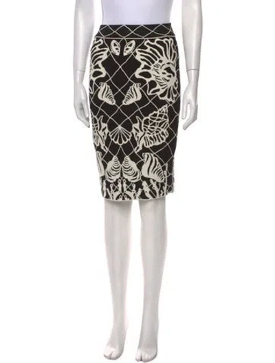 Pre-owned Alexander Mcqueen Printed Knee-length Skirt In White