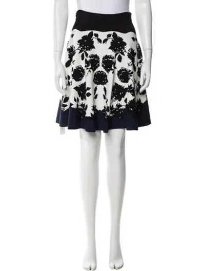 Pre-owned Alexander Mcqueen Printed Knee-length Skirt In White