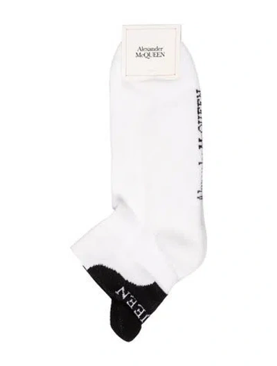 Pre-owned Alexander Mcqueen Printed Knit Socks  W/tags In White