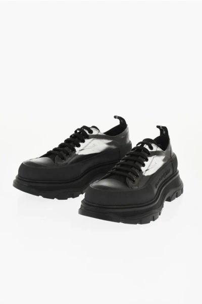 Alexander Mcqueen Printed Leather Sneakers With Chunky Sole In Black