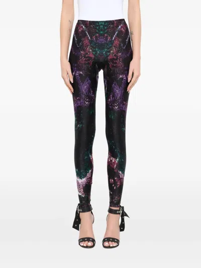 Alexander Mcqueen Printed Leggings In Black