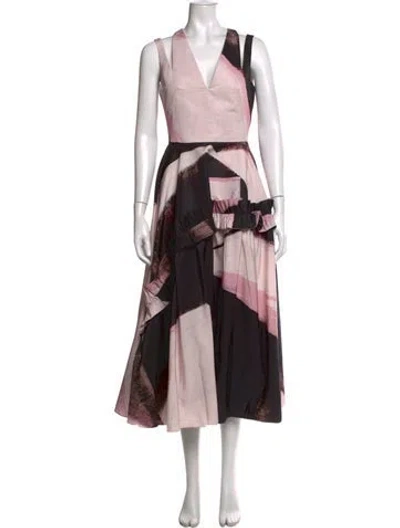 Pre-owned Alexander Mcqueen Printed Long Dress W/ Tags In Pink