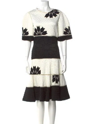 Pre-owned Alexander Mcqueen Printed Midi Length Dress In White