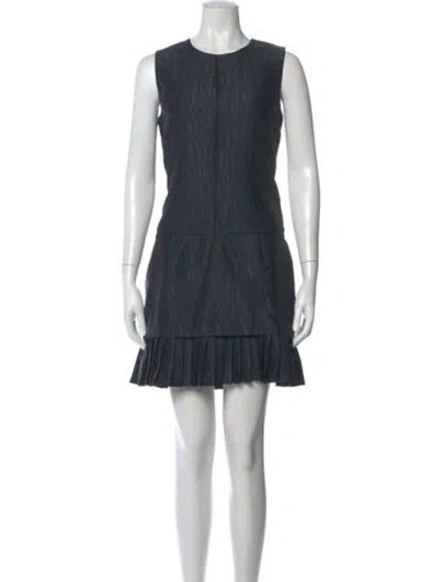 Pre-owned Alexander Mcqueen Printed Mini Dress In Blue