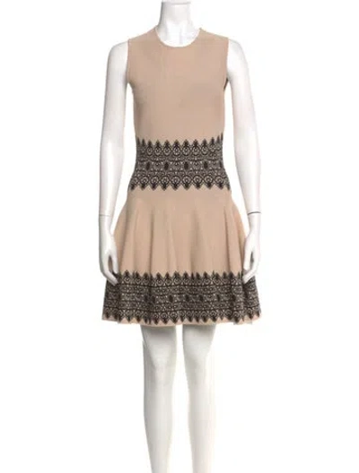 Pre-owned Alexander Mcqueen Printed Mini Dress In Neutral