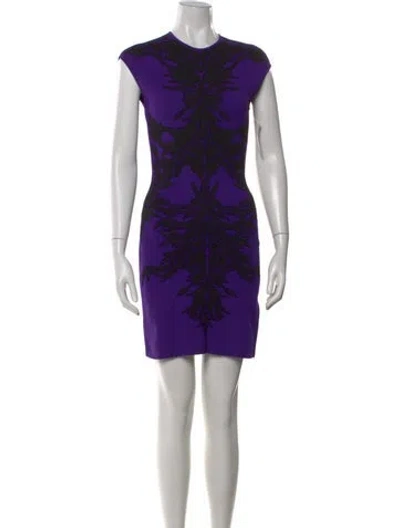 Pre-owned Alexander Mcqueen Printed Mini Dress In Purple