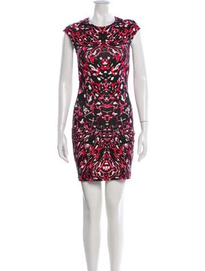 Pre-owned Alexander Mcqueen Printed Mini Dress In Red