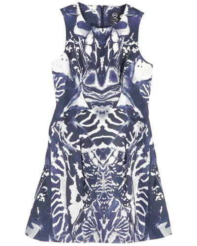 Alexander Mcqueen Printed Mini Sleeveless Dress In Blue