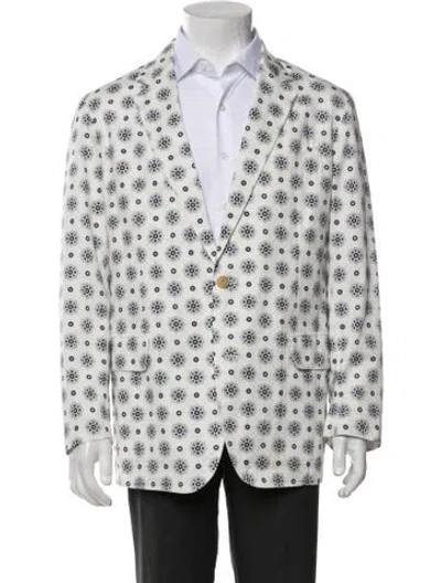 Pre-owned Alexander Mcqueen Printed Peacoat In White