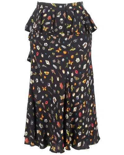 Alexander Mcqueen Printed Ruffle Midi Skirt In Multi