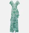 Alexander Mcqueen Printed Ruffled Silk Crêpe De Chine Gown