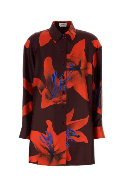 Alexander Mcqueen Printed Satin Oversize Shirt
